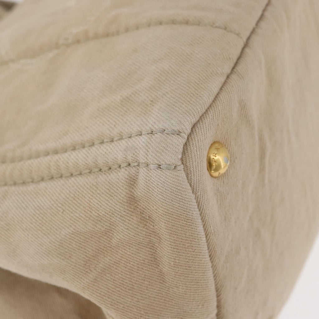 Prada Canapa Tote Canvas Beige Canvas Tote Bag Bag (Pre-Owned)