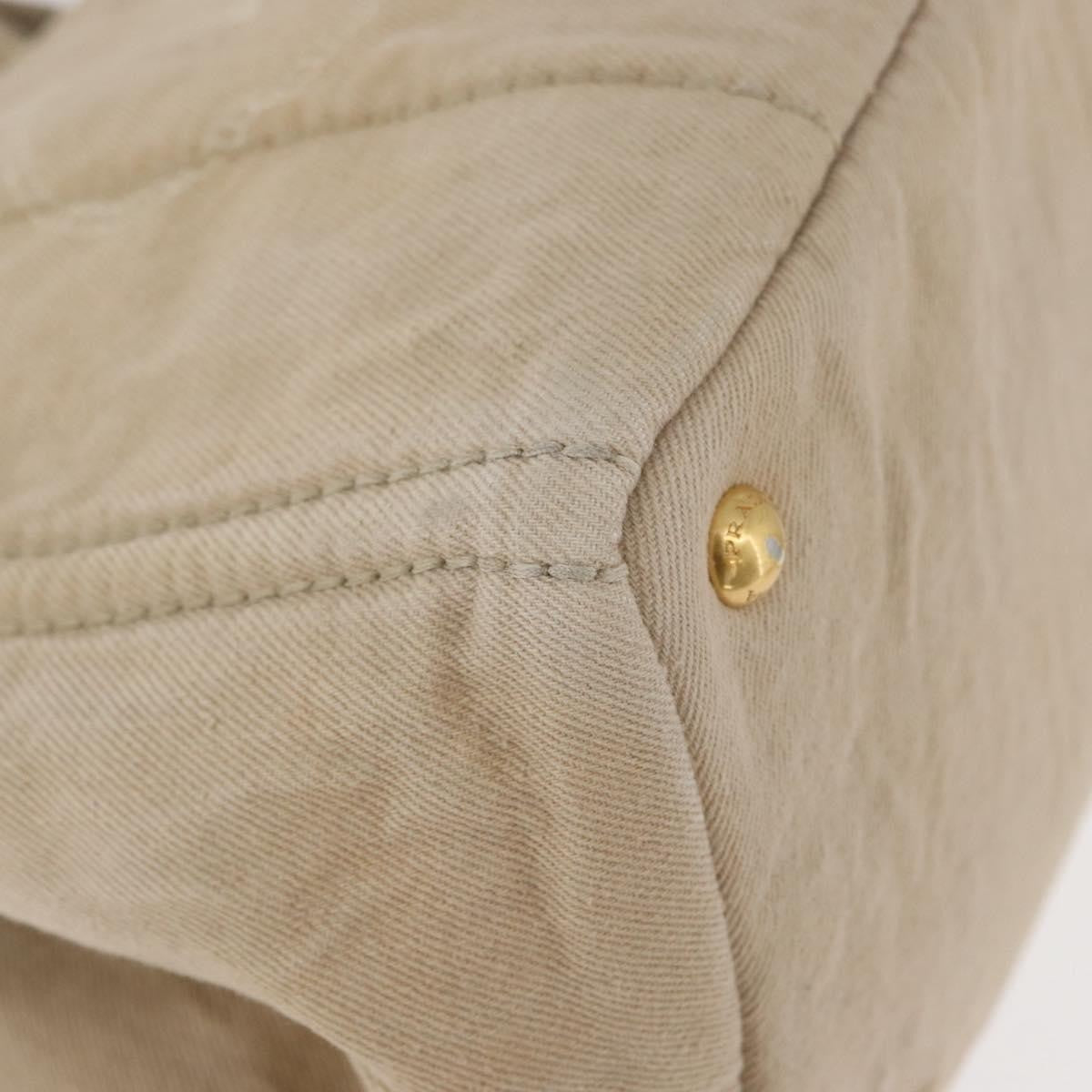 Prada Canapa Tote Canvas Beige Canvas Tote Bag Bag (Pre-Owned)