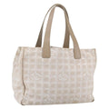 Chanel Travel Line Tote Nylon Beige Nylon Handbag (Pre-Owned)