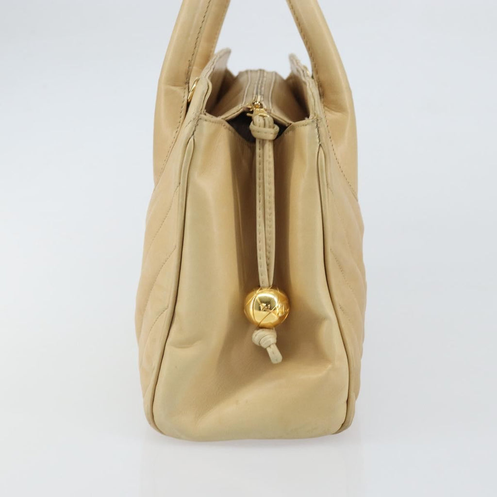 Chanel Vintage Convertible Tote Chevron Lambskin Beige Leather Tote Bag Bag (Pre-Owned)
