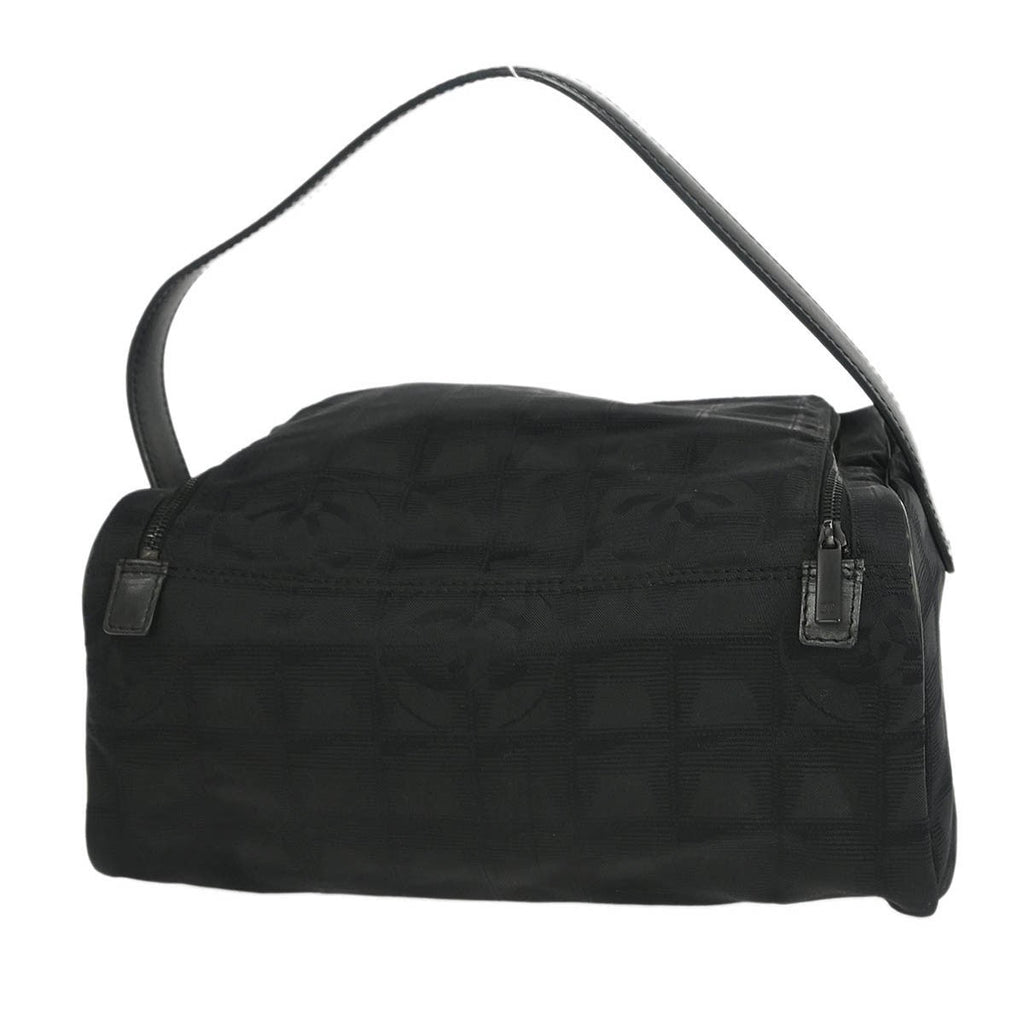 Chanel Travel Line Barrel Bag Nylon Black Nylon Handbag (Pre-Owned)