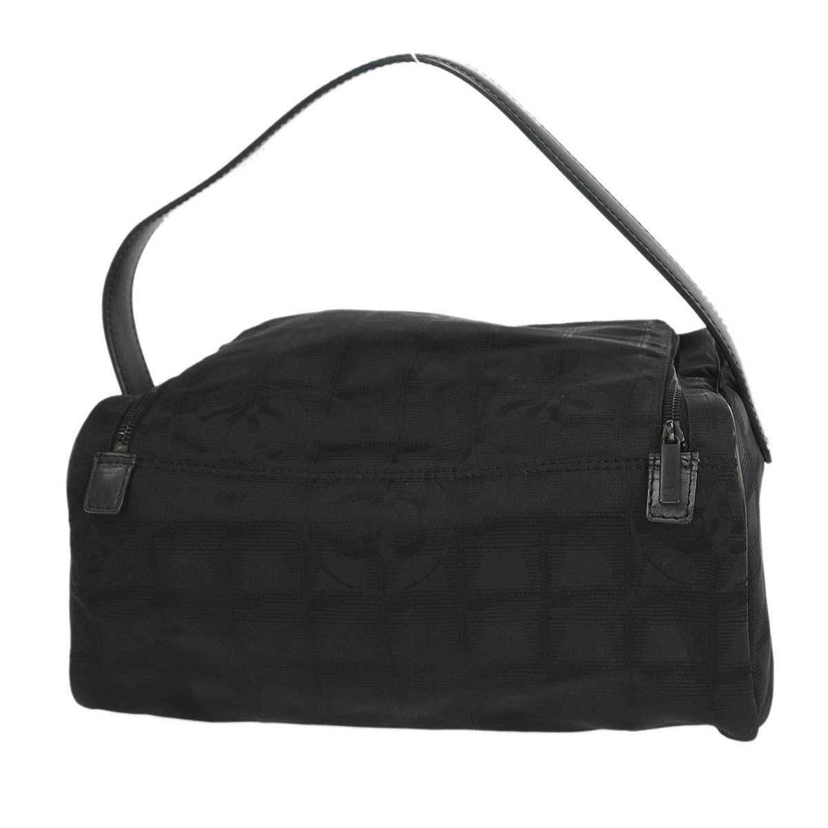 Chanel Travel Line Barrel Bag Nylon Black Nylon Handbag (Pre-Owned)