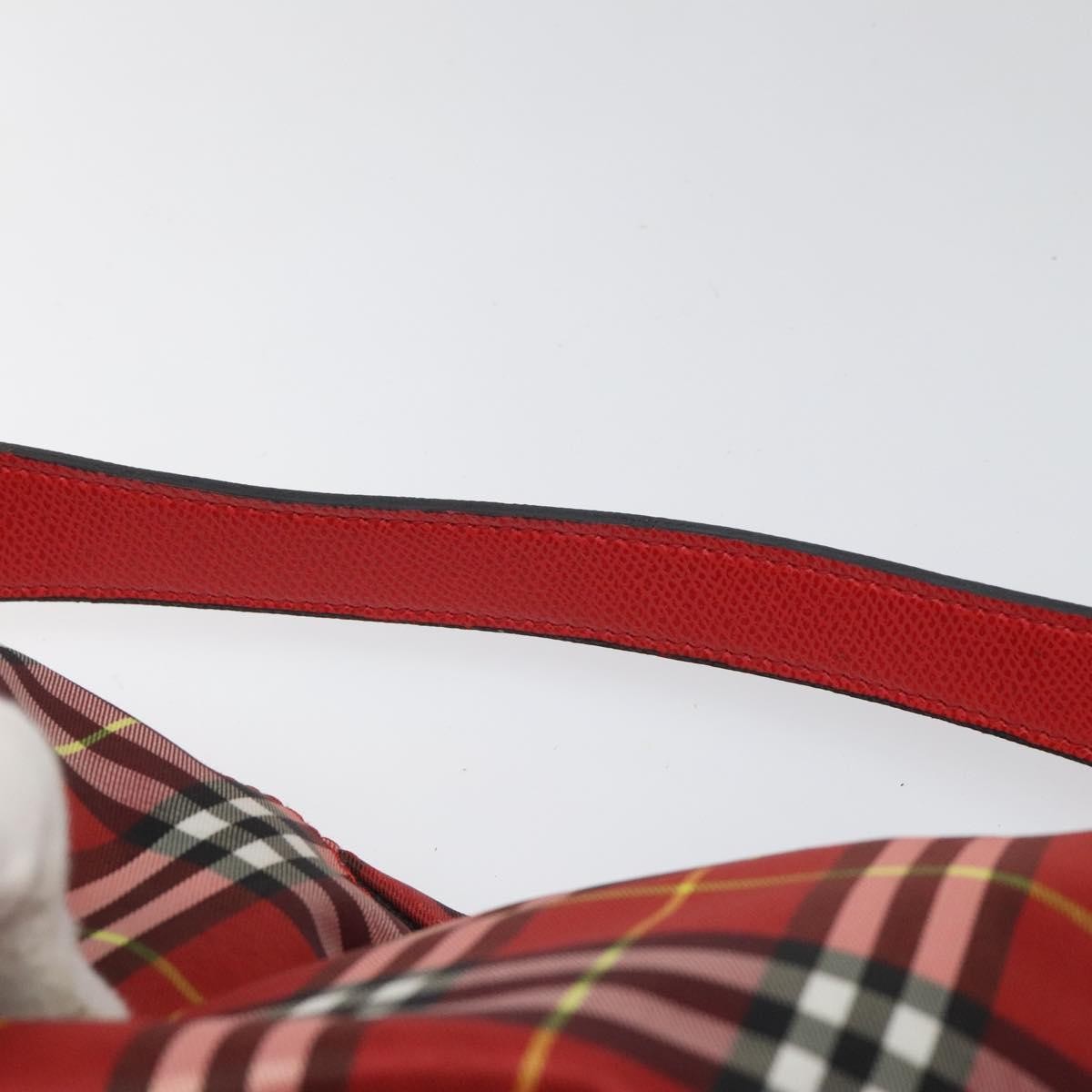 Burberry Nova Check Handbag Leather And Nylon Red Nylon Handbag (Pre-Owned)