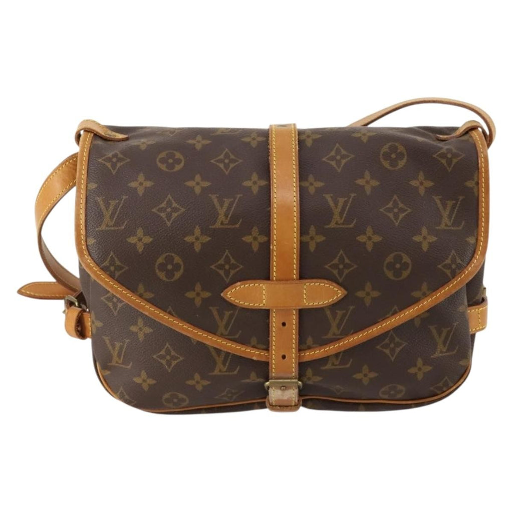 Louis Vuitton Saumur Handbag Monogram Canvas Brown Canvas Shoulder Bag Bag (Pre-Owned)