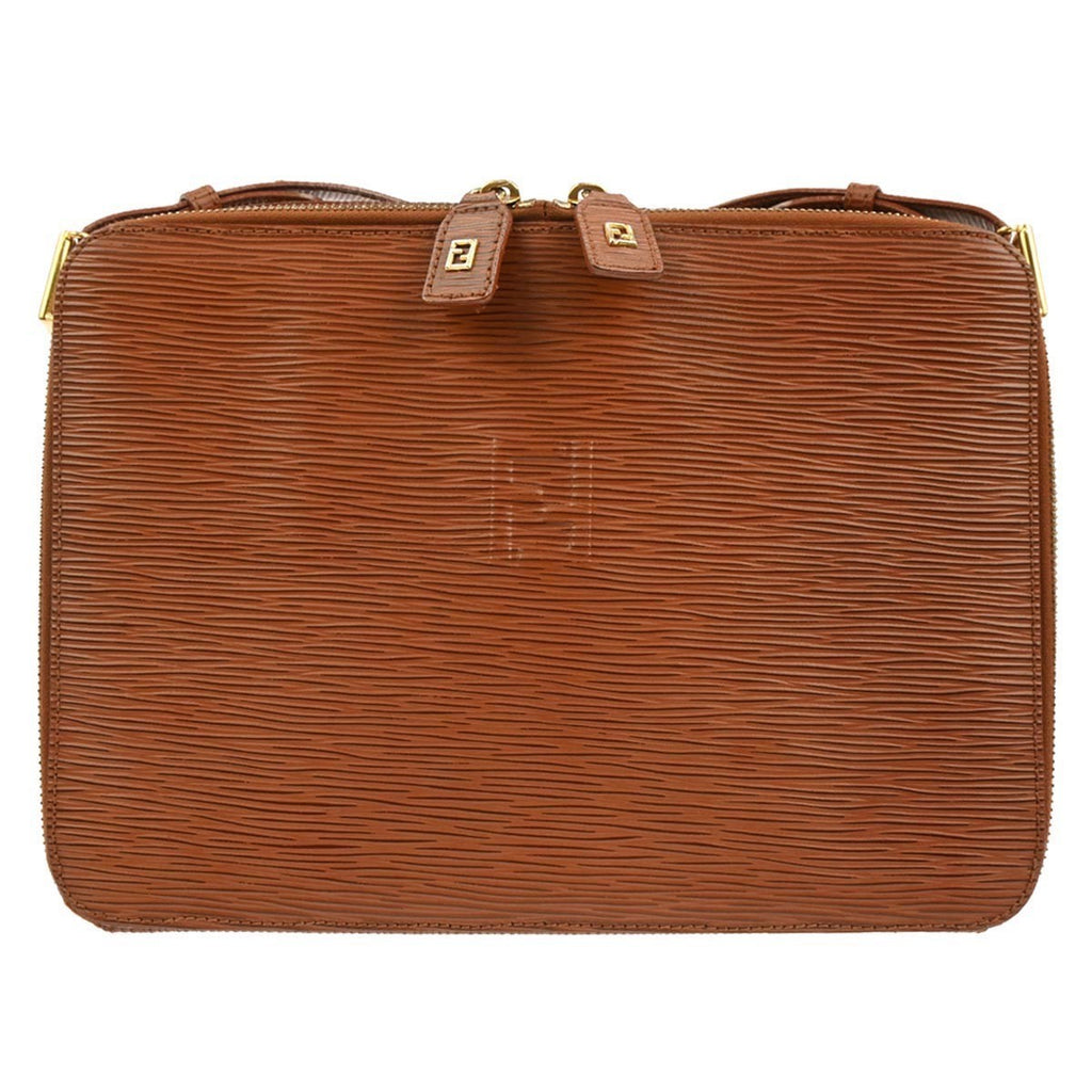 Fendi Vintage Shoulder Bag Leather Brown Leather Shoulder Bag Bag (Pre-Owned)