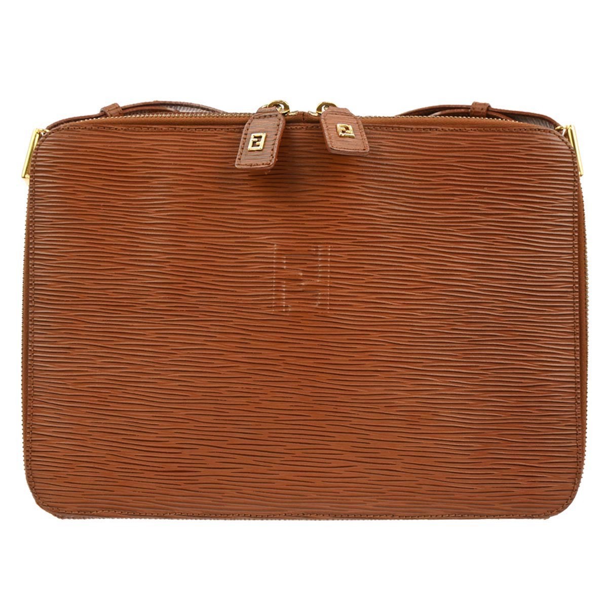 Fendi Vintage Shoulder Bag Leather Brown Leather Shoulder Bag Bag (Pre-Owned)