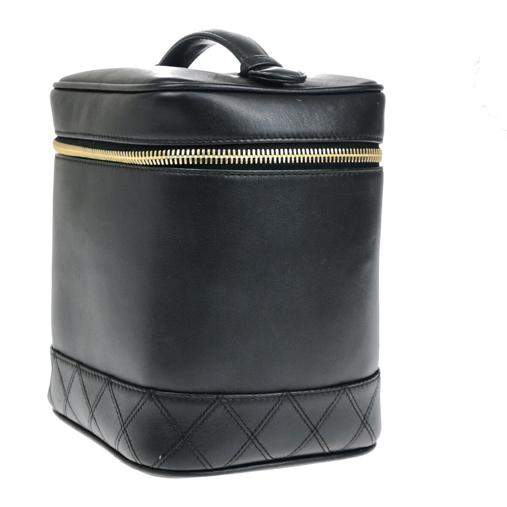 Chanel Vanity Pouch Leather Black Leather Bag (Pre-Owned)