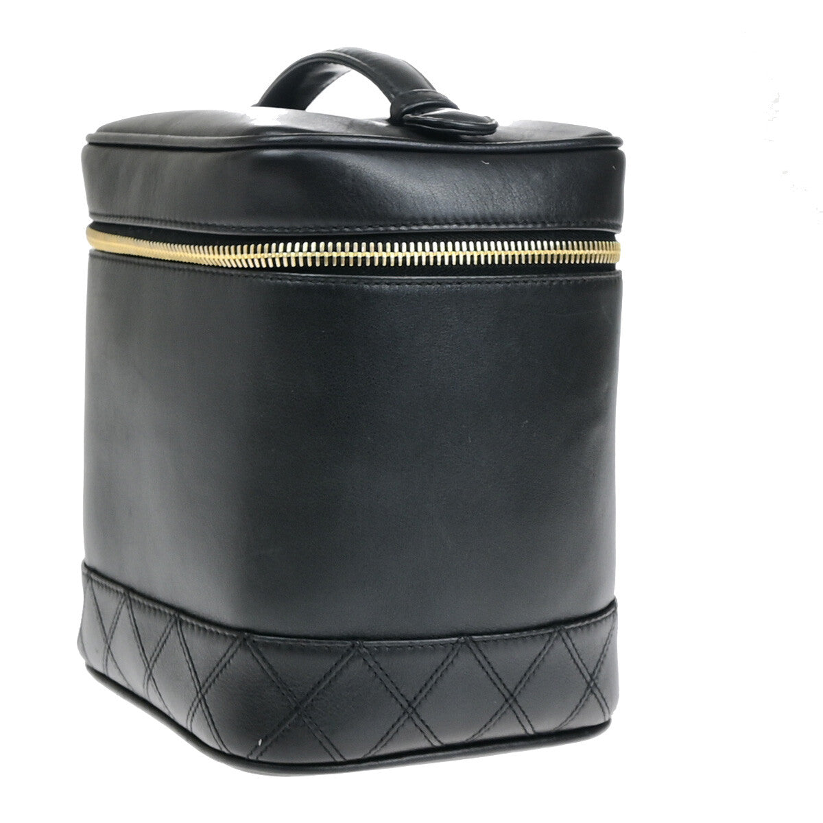 Chanel Vanity Pouch Leather Black Leather Bag (Pre-Owned)
