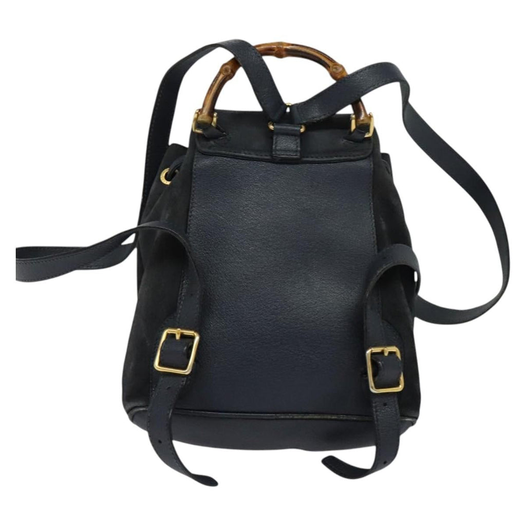 Gucci Gucci Bamboo Backpack Daim Navy Suede Backpack Bag (Pre-Owned)