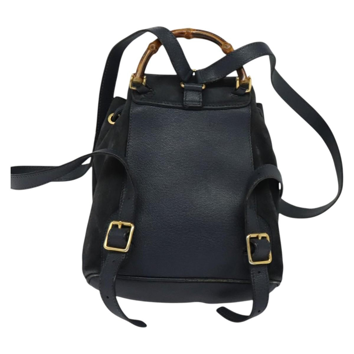Gucci Gucci Bamboo Backpack Daim Navy Suede Backpack Bag (Pre-Owned)