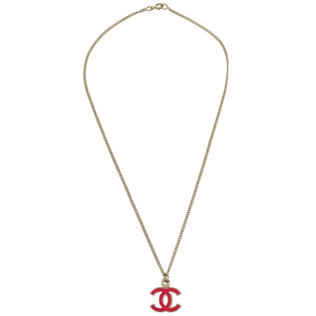 Chanel Cc Logo Pendant Necklace Metal Silver Silver_Plated Necklace Jewelry (Pre-Owned)