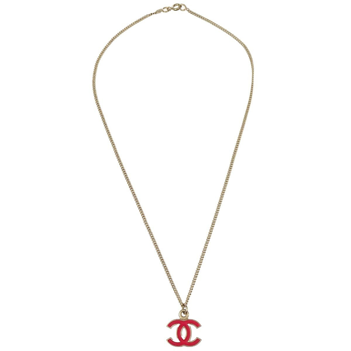 Chanel Cc Logo Pendant Necklace Metal Silver Silver_Plated Necklace Jewelry (Pre-Owned)