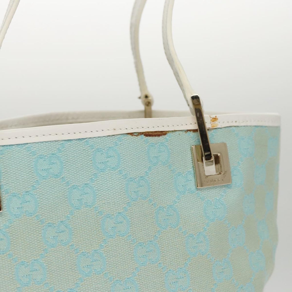 Gucci Vintage Bucket Shopping Tote Gg Canvas Blue Canvas Tote Bag Bag (Pre-Owned)