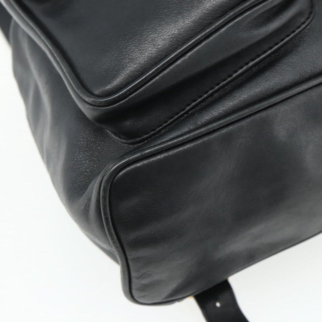 Gucci Vintage Bamboo Backpack Leather Black Leather Backpack Bag (Pre-Owned)