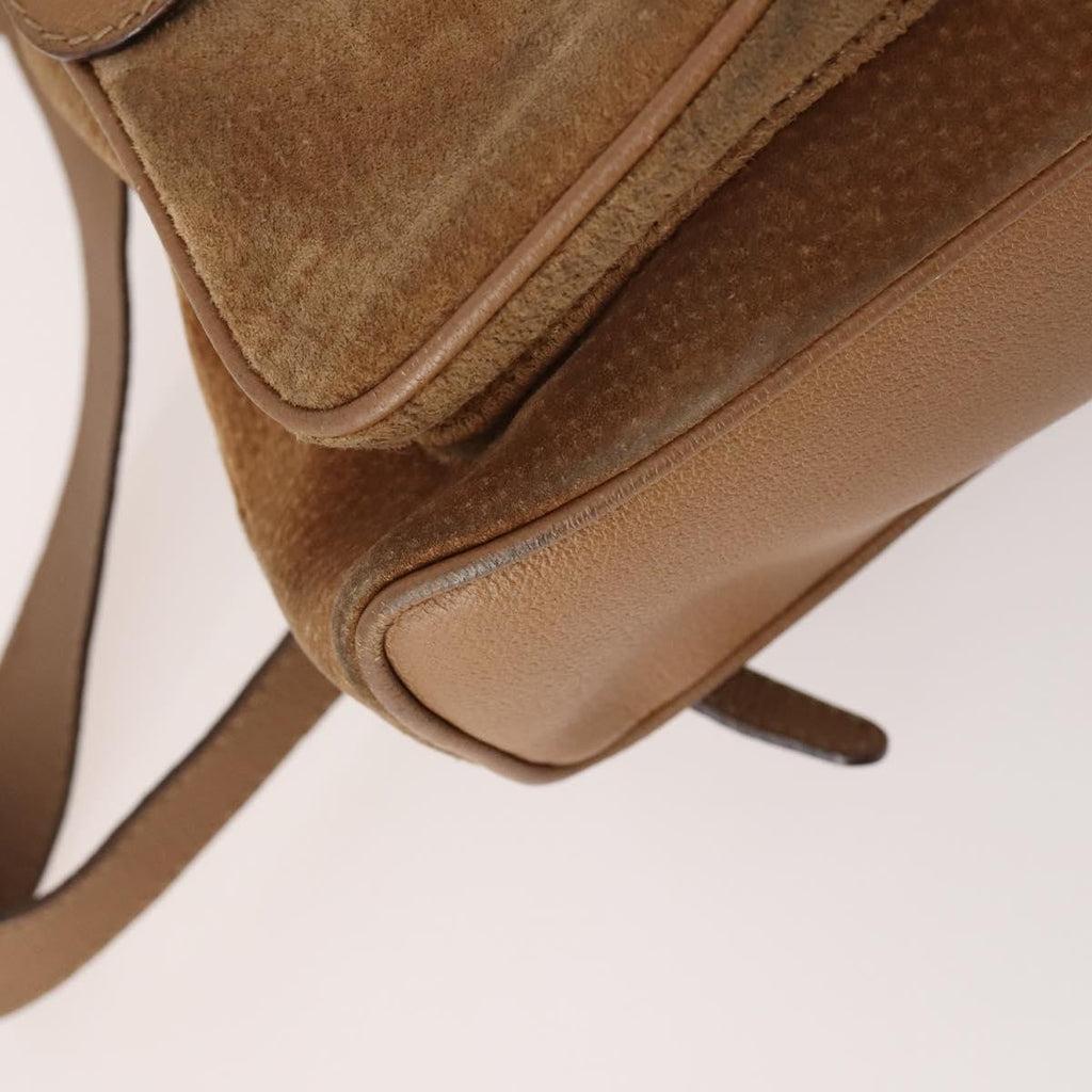 Gucci Vintage Bamboo Backpack Suede And Leather Brown Suede Backpack Bag (Pre-Owned)