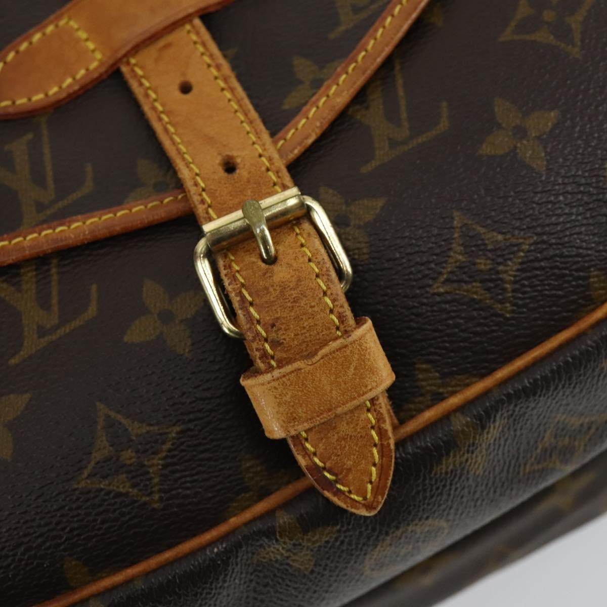 Louis Vuitton Saumur Handbag Monogram Canvas Brown Canvas Shoulder Bag Bag (Pre-Owned)