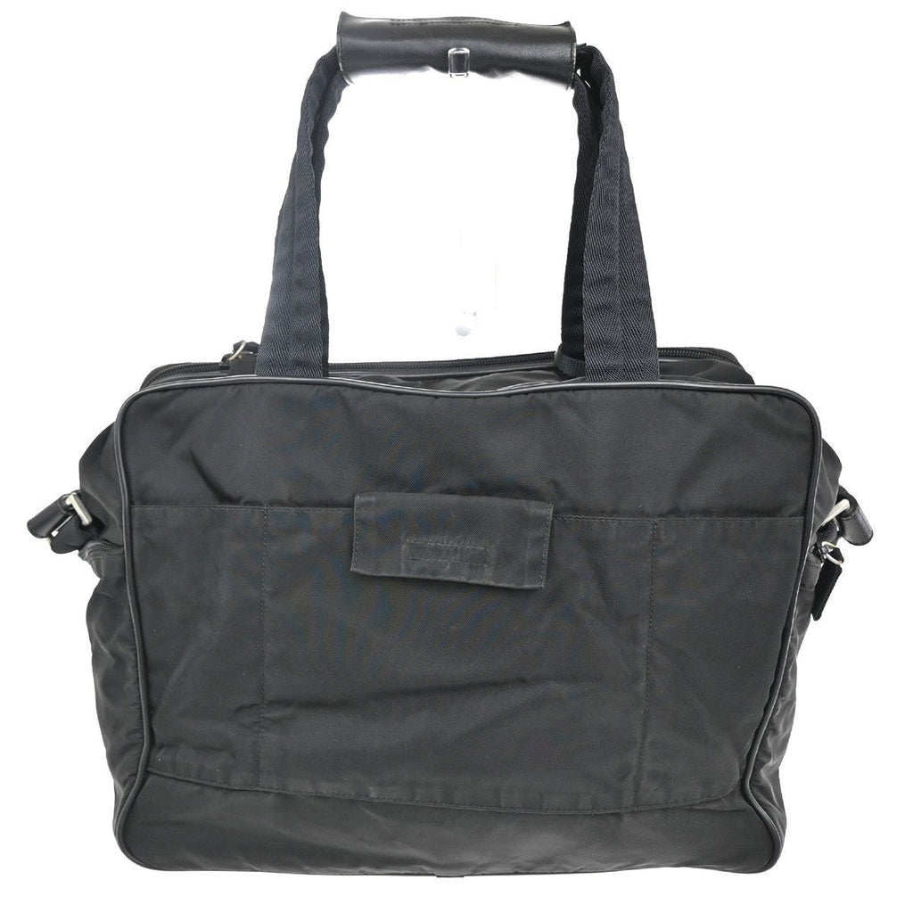 Prada Expandable Front Zip Boston Bag Tessuto Black Nylon Travel Bag Bag (Pre-Owned)