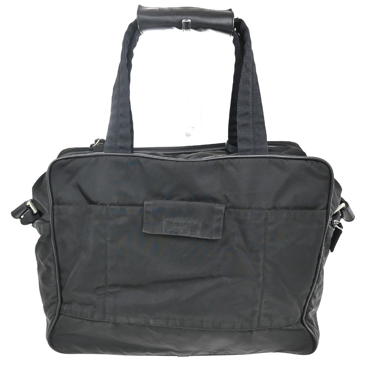 Prada Expandable Front Zip Boston Bag Tessuto Black Nylon Travel Bag Bag (Pre-Owned)