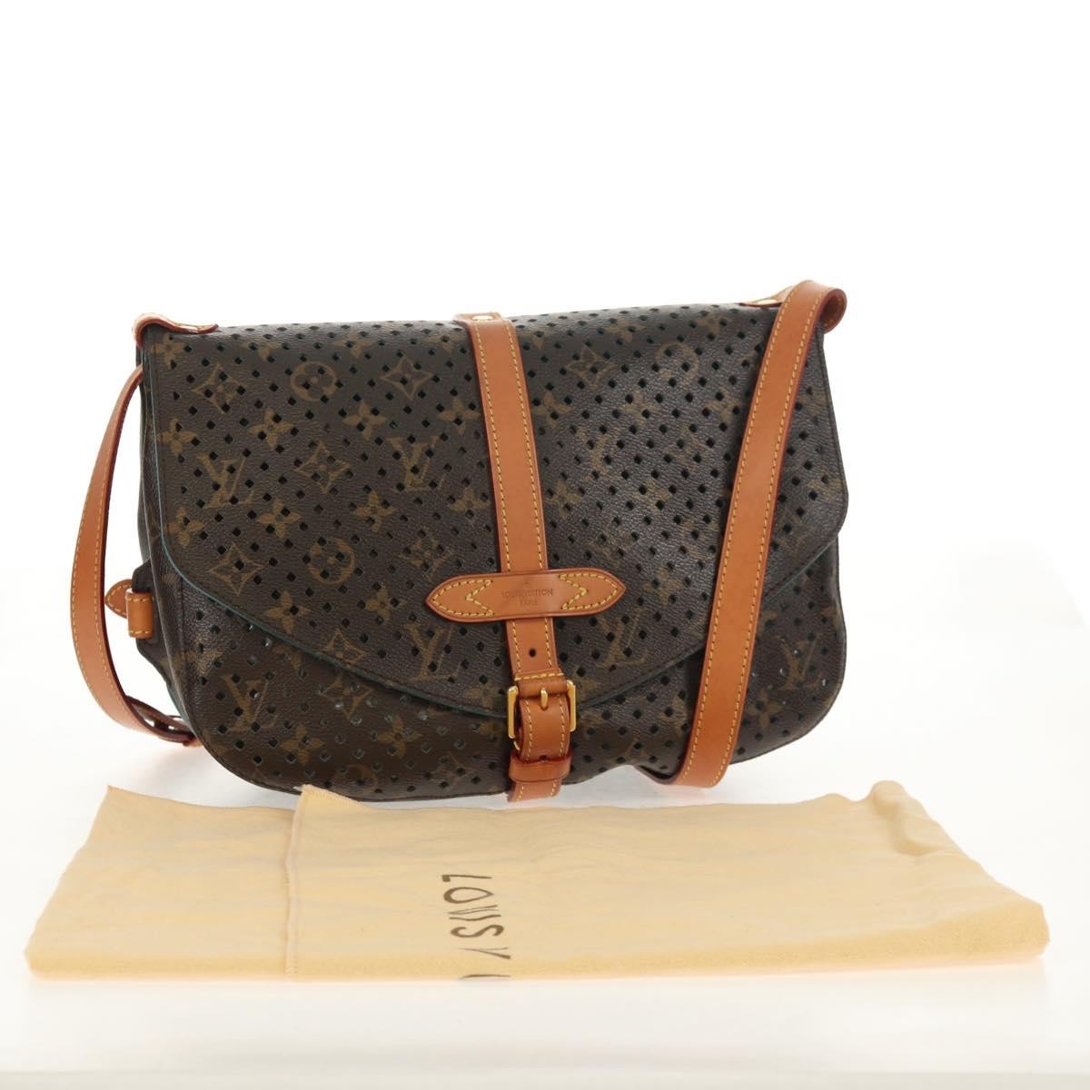 Louis Vuitton Flore Saumur Handbag Perforated Monogram Canvas Brown Canvas Shoulder Bag Bag (Pre-Owned)
