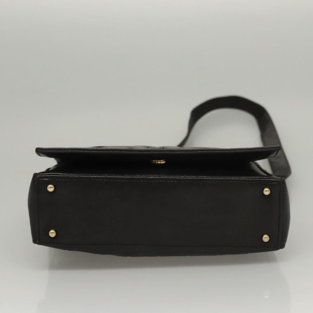 Chanel Chocolate Bar Cc Shoulder Bag Quilted Leather Black Leather Shoulder Bag Bag (Pre-Owned)