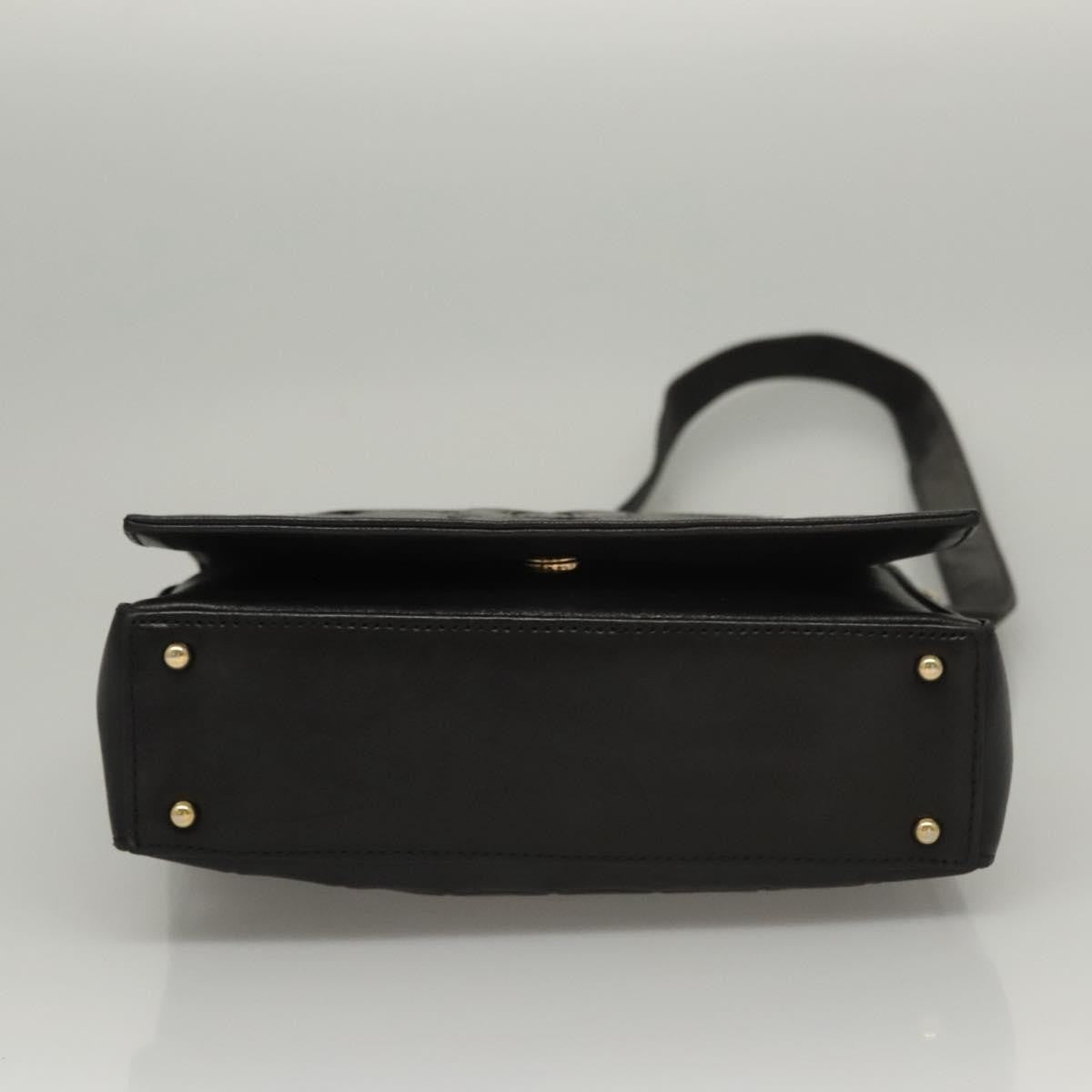 Chanel Chocolate Bar Cc Shoulder Bag Quilted Leather Black Leather Shoulder Bag Bag (Pre-Owned)