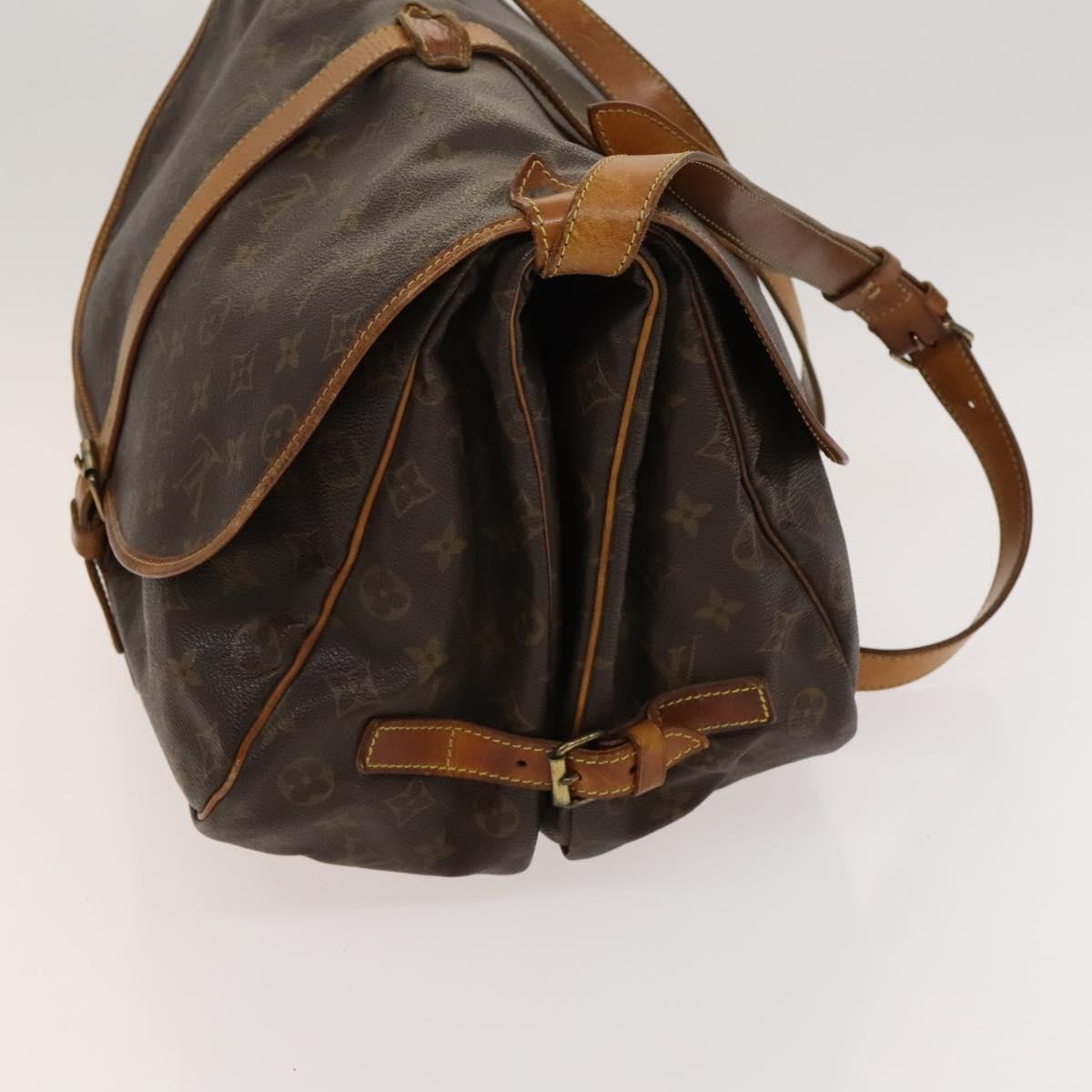 Louis Vuitton Saumur Handbag Monogram Canvas Brown Canvas Shoulder Bag Bag (Pre-Owned)