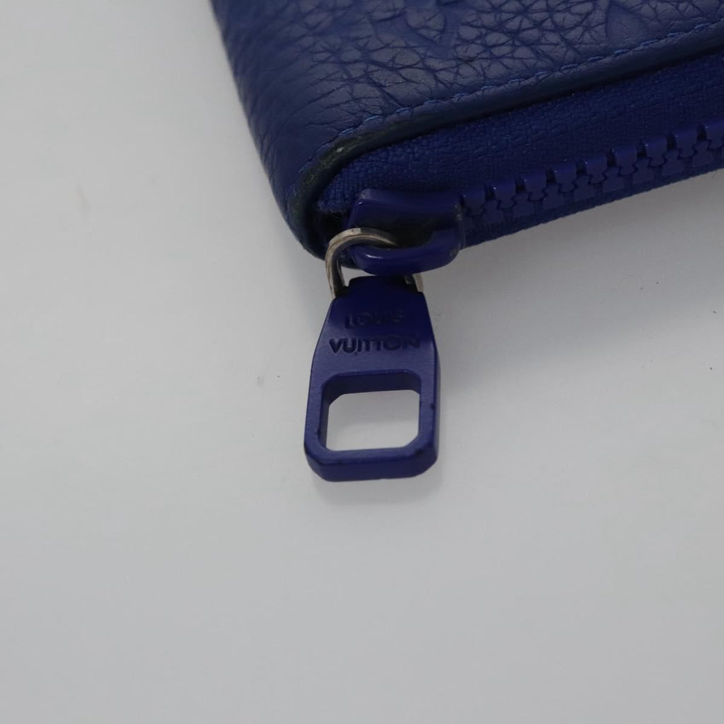 Louis Vuitton Zippy Wallet Nm Taurillon Leather Blue Canvas Wallets Accessory (Pre-Owned)