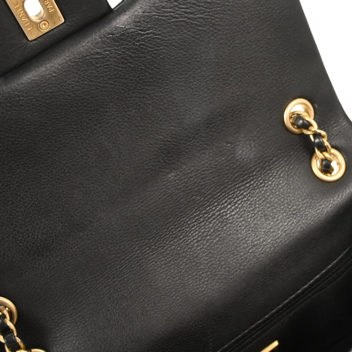 Chanel Rock The Corner Flap Bag Chevron Leather Black Leather Shoulder Bag Bag (Pre-Owned)