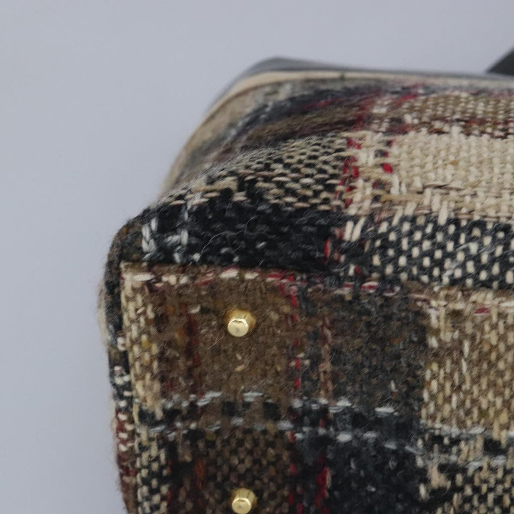 Burberry Nova Check Handbag Wool Beige Wool Handbag (Pre-Owned)