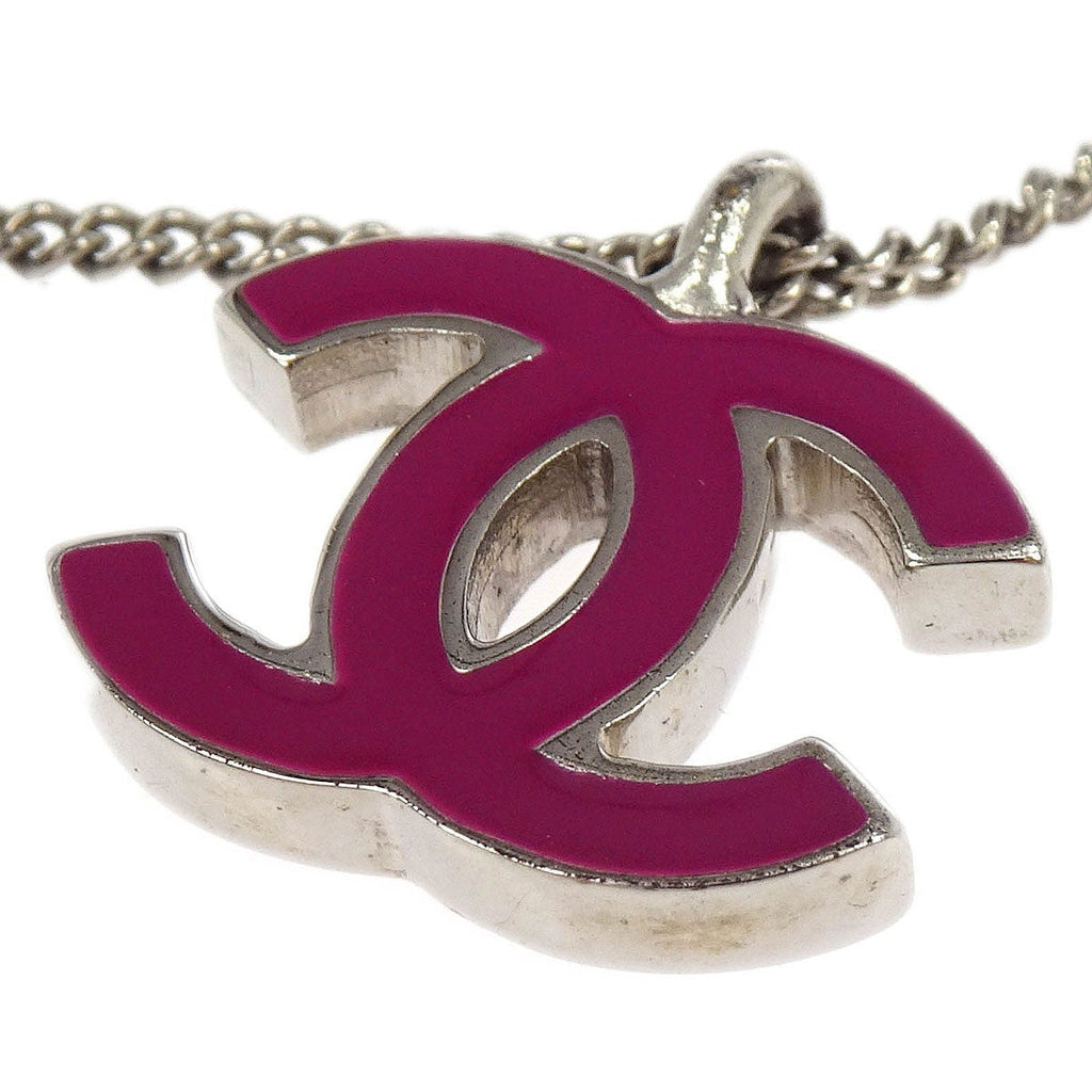 Chanel Cc Logo Pendant Necklace Metal Silver Silver_Plated Jewelry (Pre-Owned)