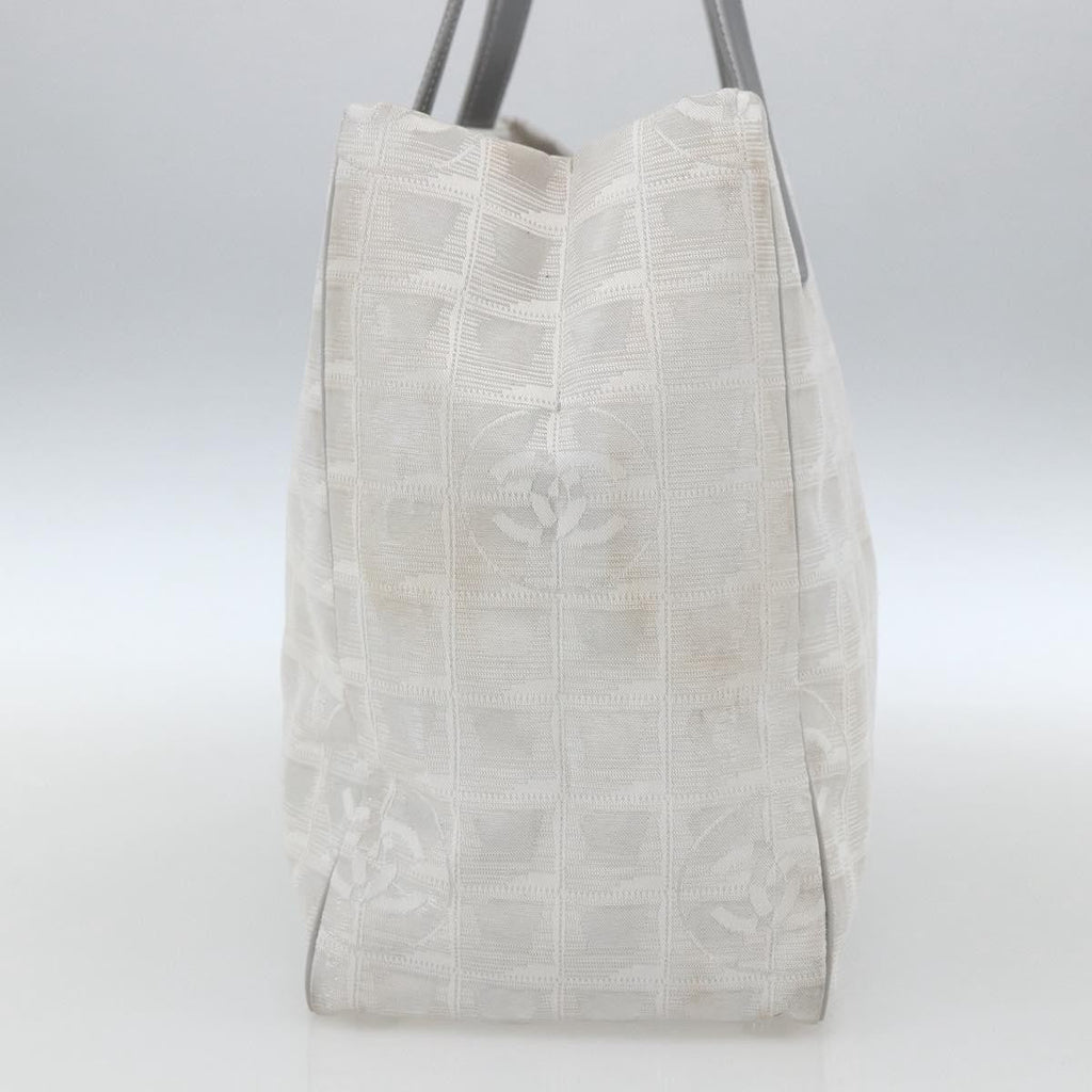 Chanel Travel Line Tote Nylon Silver Nylon Tote Bag Bag (Pre-Owned)