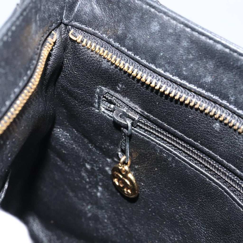 Chanel Vintage Shoulder Bag Leather Black Leather Shoulder Bag Bag (Pre-Owned)