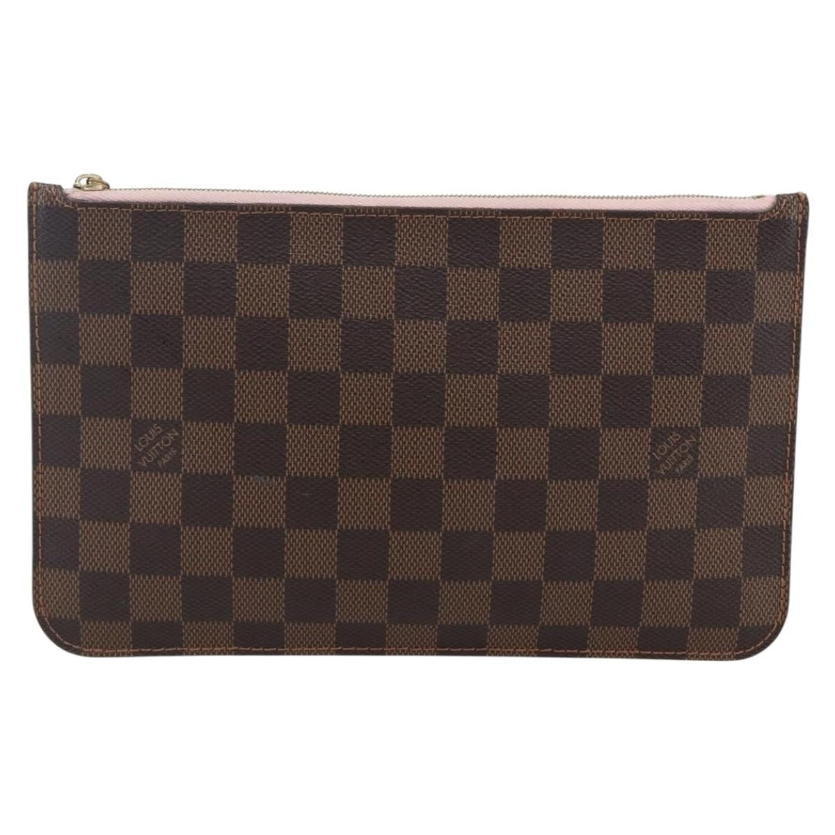 Louis Vuitton Neverfull Pochette Damier Brown Canvas Clutche & Pouche Bag (Pre-Owned)