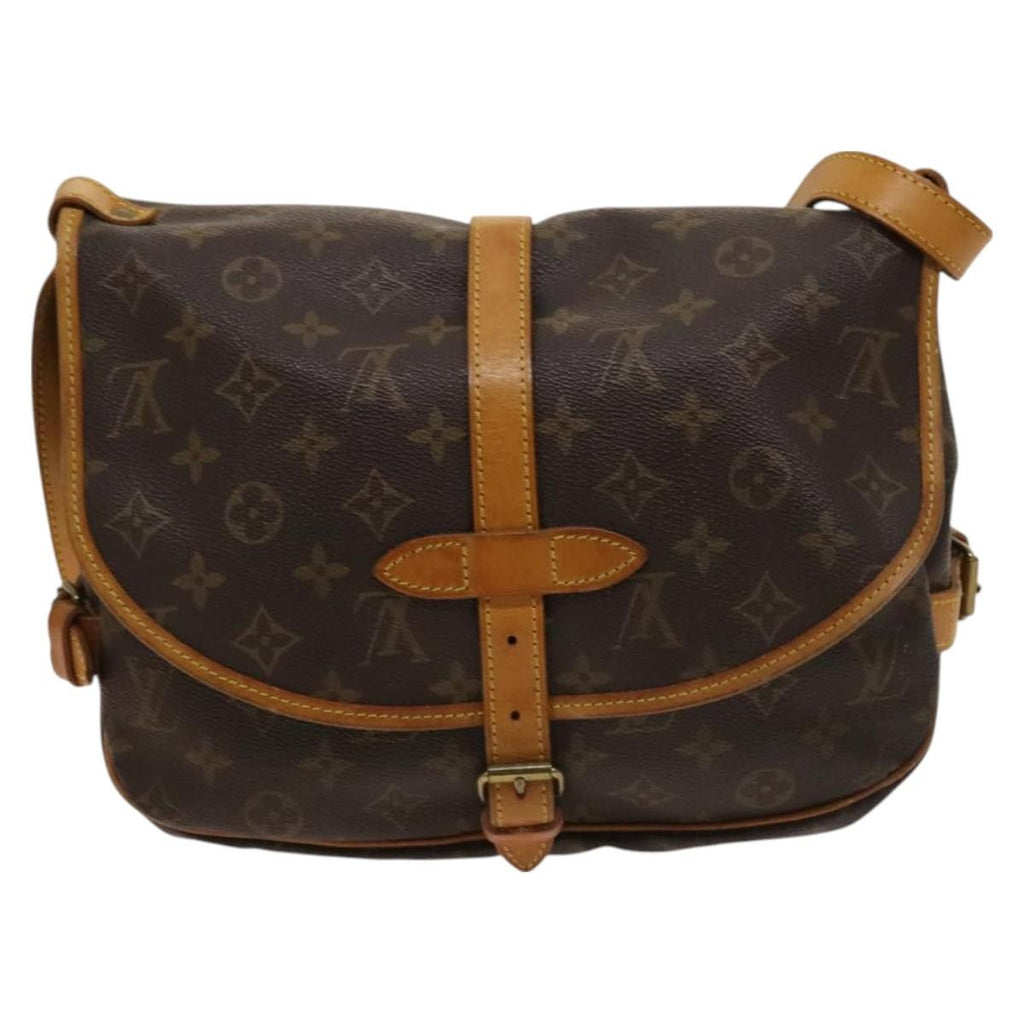 Louis Vuitton Saumur Handbag Monogram Canvas Brown Canvas Shoulder Bag Bag (Pre-Owned)