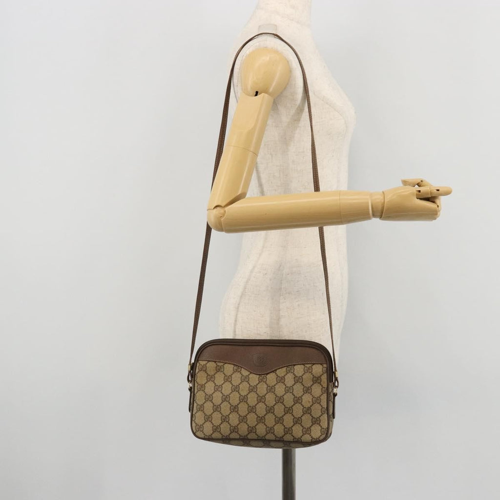 Gucci Gg Supreme Shoulder Bag Canvas Beige Canvas Handbag (Pre-Owned)
