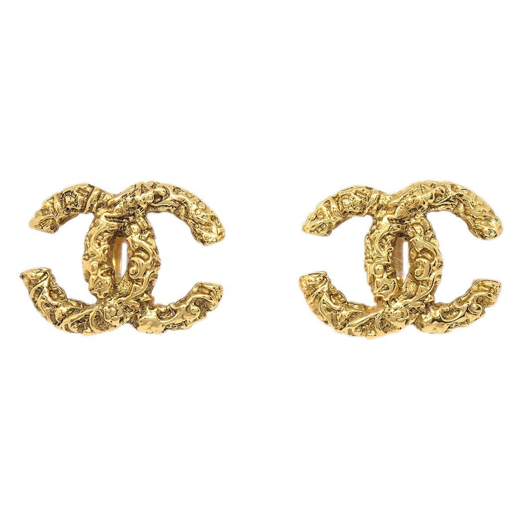 Chanel Cc Clip On Earrings Metal Gold Gold_Plated Earrings Jewelry (Pre-Owned)