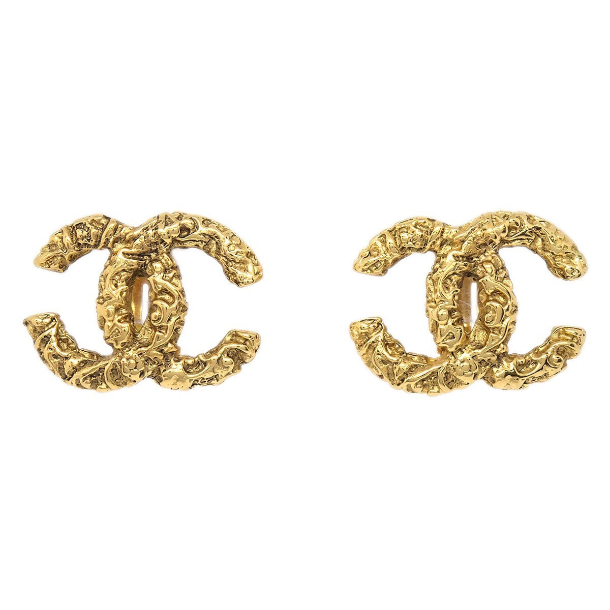 Chanel Cc Clip On Earrings Metal Gold Gold_Plated Earrings Jewelry (Pre-Owned)