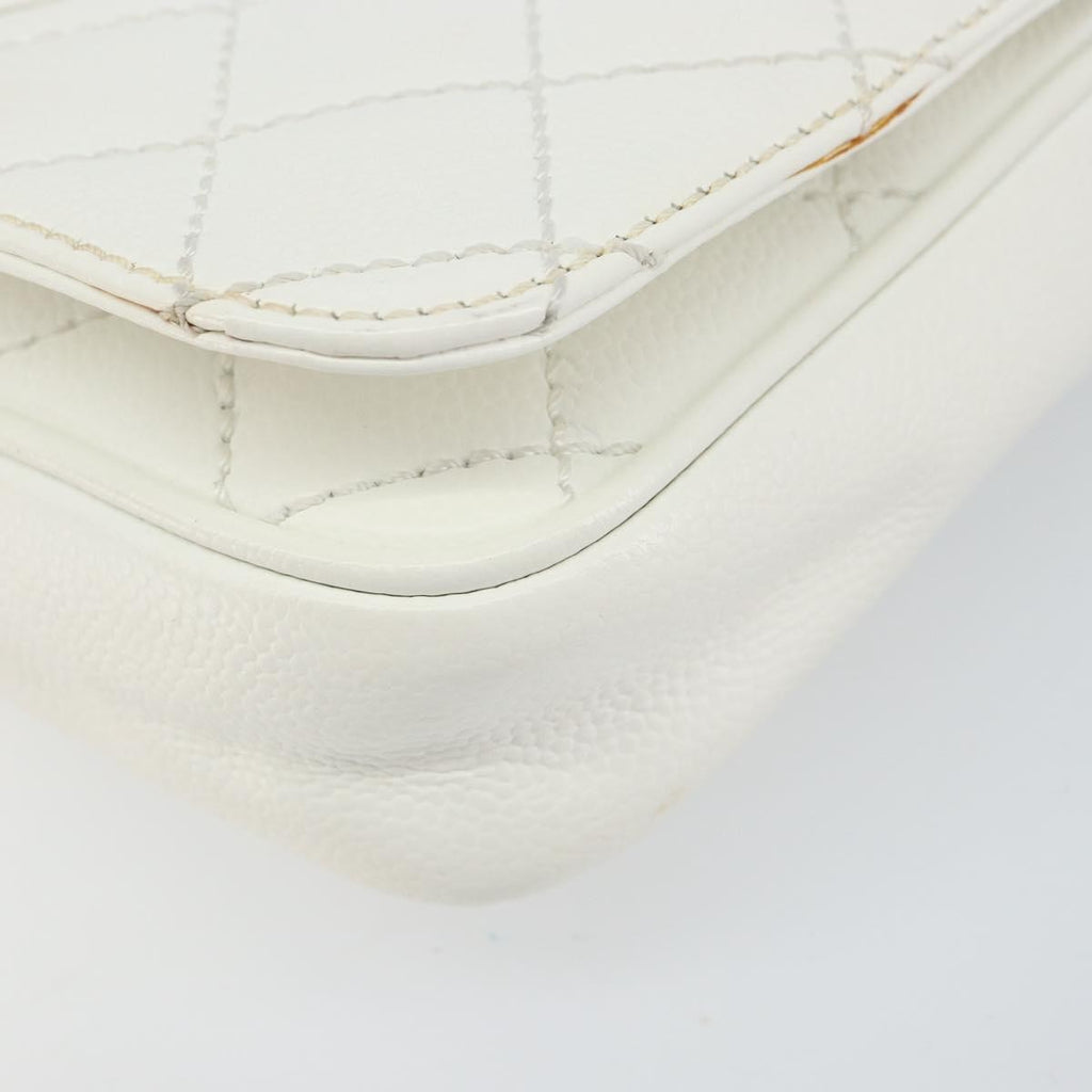 Chanel Vintage Timeless Cc Adjustable Shoulder Bag Quilted Calfskin White Leather Shoulder Bag Bag (Pre-Owned)