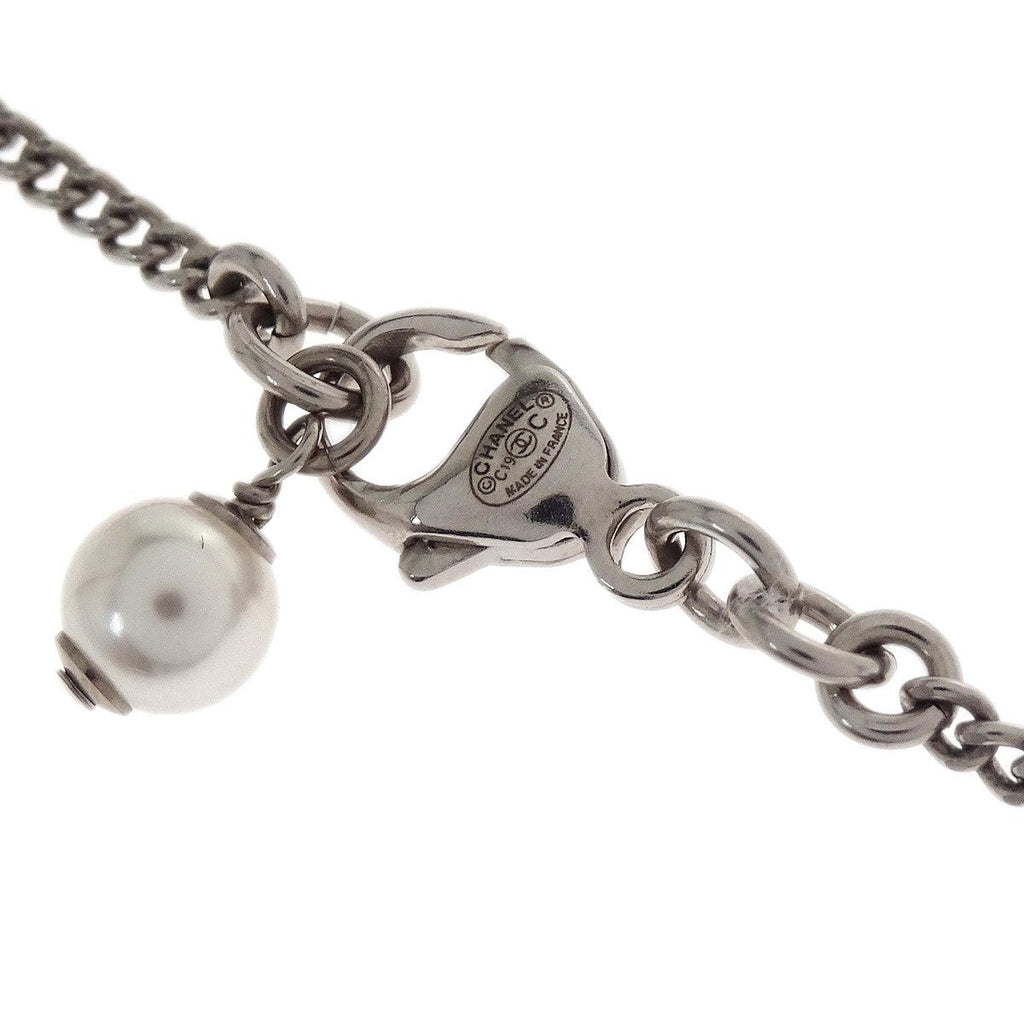 Chanel Vintage Cc Pendant Long Necklace Metal Silver Metal Necklace Jewelry (Pre-Owned)