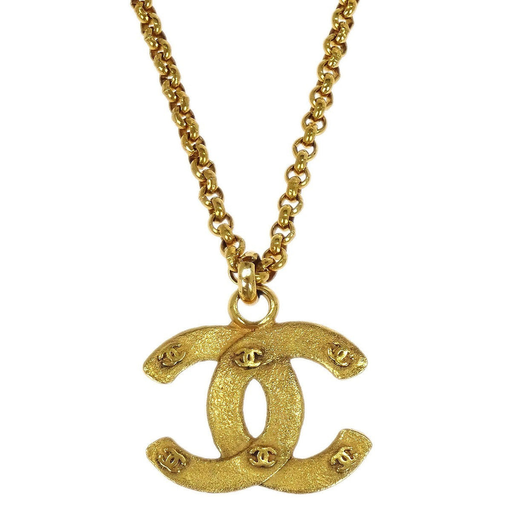 Chanel Vintage Cc Pendent Necklace Plated Metal Gold Gold_Plated Necklace Jewelry (Pre-Owned)