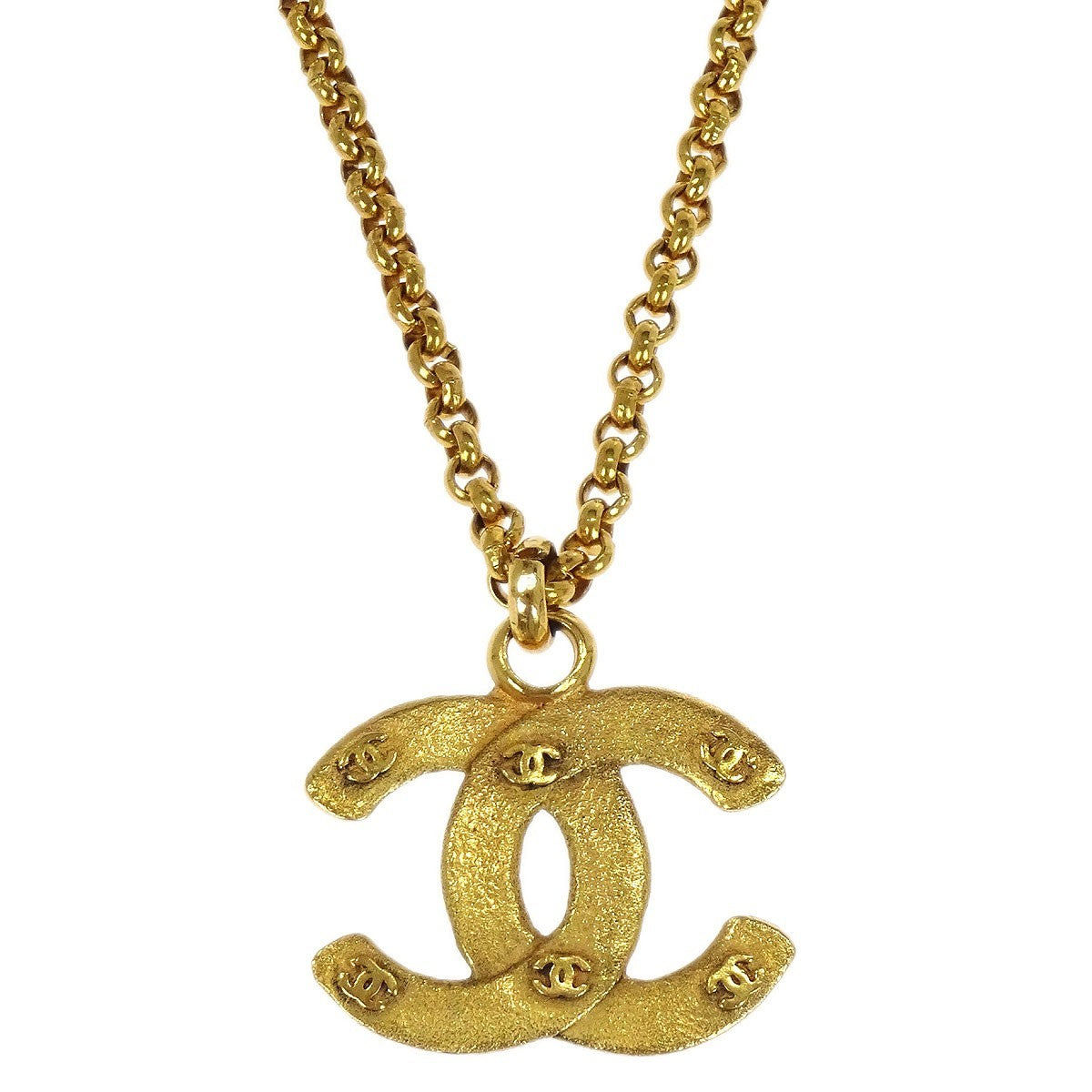 Chanel Vintage Cc Pendent Necklace Plated Metal Gold Gold_Plated Necklace Jewelry (Pre-Owned)