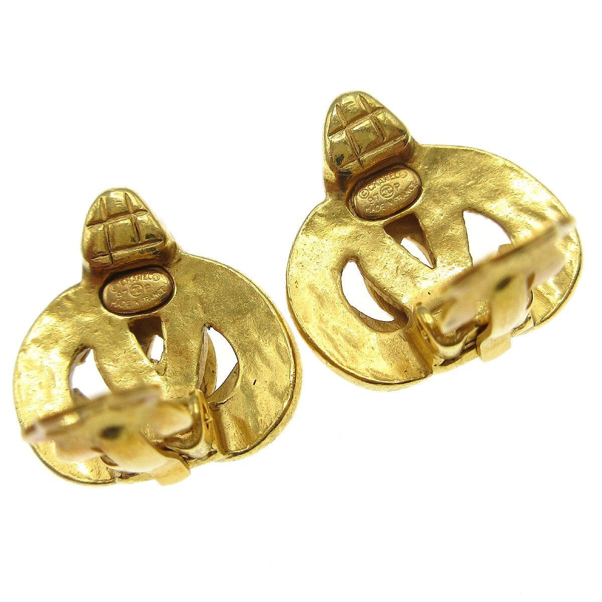 Chanel Vintage Cc Heart Clip-On Earrings Metal Gold Gold_Plated Earrings Jewelry (Pre-Owned)