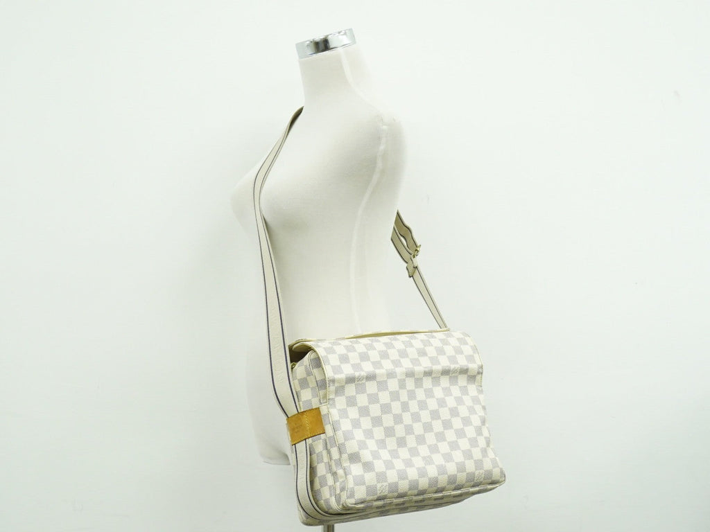 Louis Vuitton Naviglio Handbag Damier White Canvas Shoulder Bag Bag (Pre-Owned)