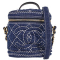 Chanel Vanity Case Quilted Denim Blue Denim_Jeans Handbag (Pre-Owned)