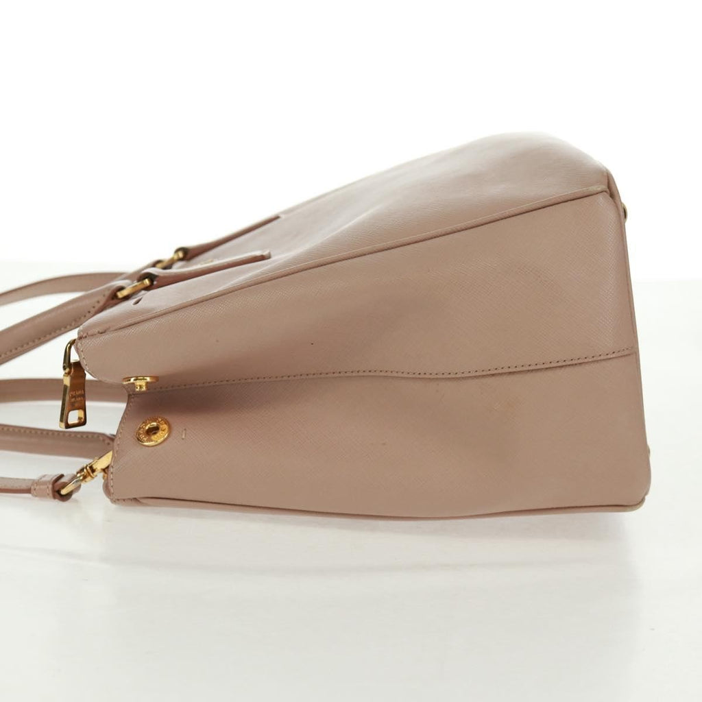Prada Double Zip Lux Tote Saffiano Leather Pink Leather Tote Bag Bag (Pre-Owned)