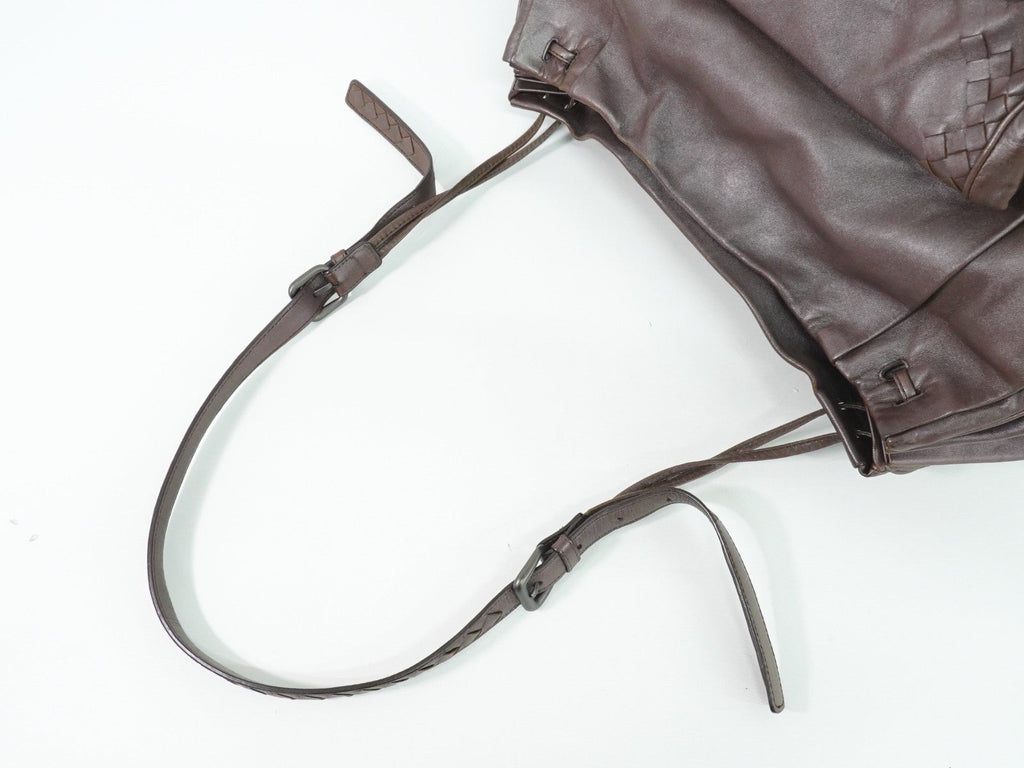 Bottega Veneta Intrecciato Shoulder Bag Leather Brown Leather Shoulder Bag Bag (Pre-Owned)