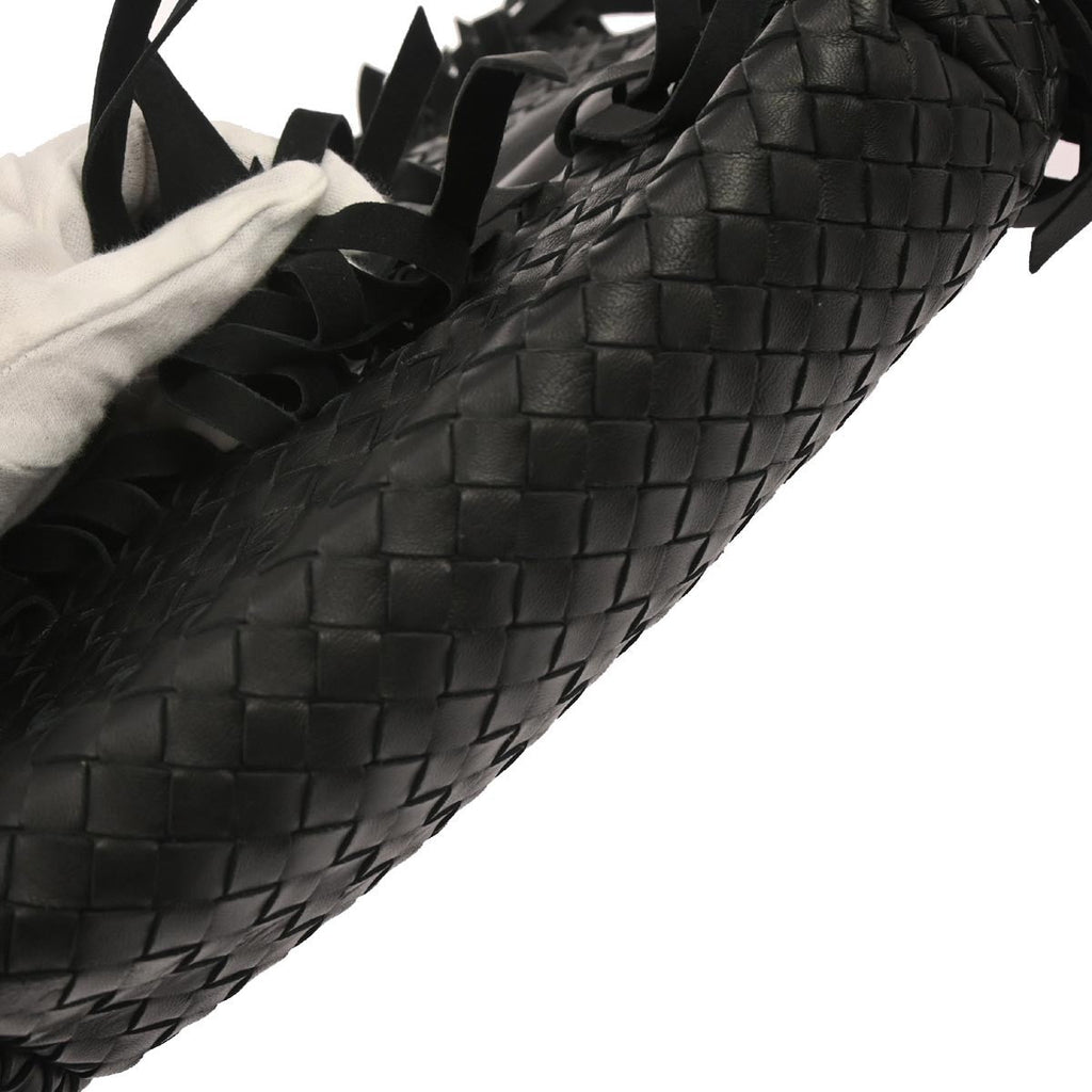Bottega Veneta Fringe Belt Tote Intrecciato Nappa Black Leather Tote Bag Bag (Pre-Owned)