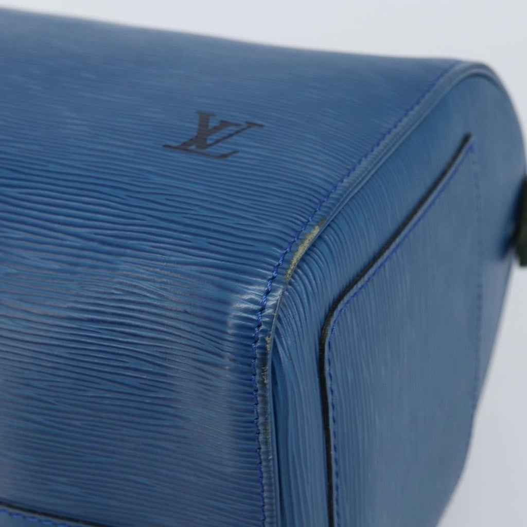 Louis Vuitton Speedy Handbag Epi Leather Blue Leather Handbag (Pre-Owned)