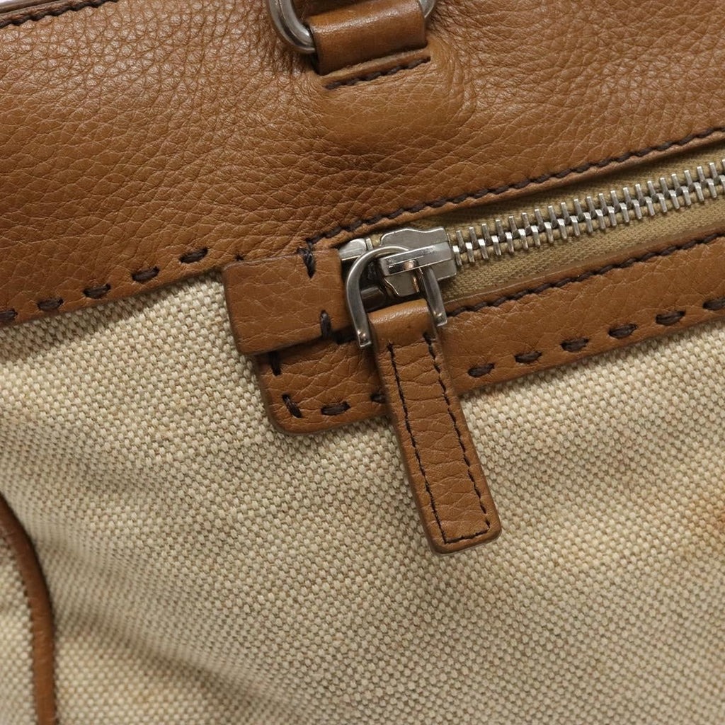 Prada Vintage Convertible Tote Canvas And Leather Beige Canvas Tote Bag Bag (Pre-Owned)