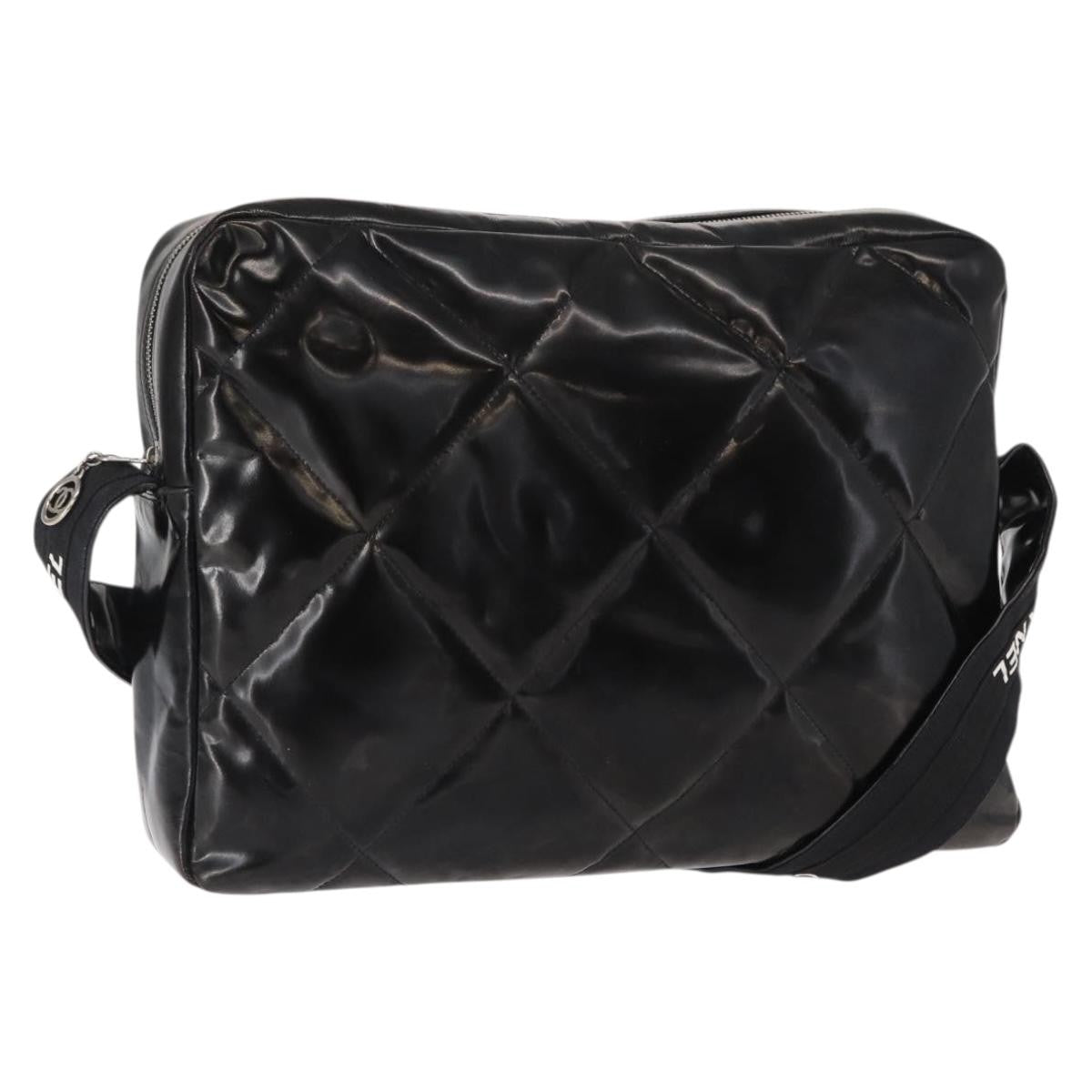 Chanel Vintage Shoulder Bag Enamel Black Patent_Leather Shoulder Bag Bag (Pre-Owned)